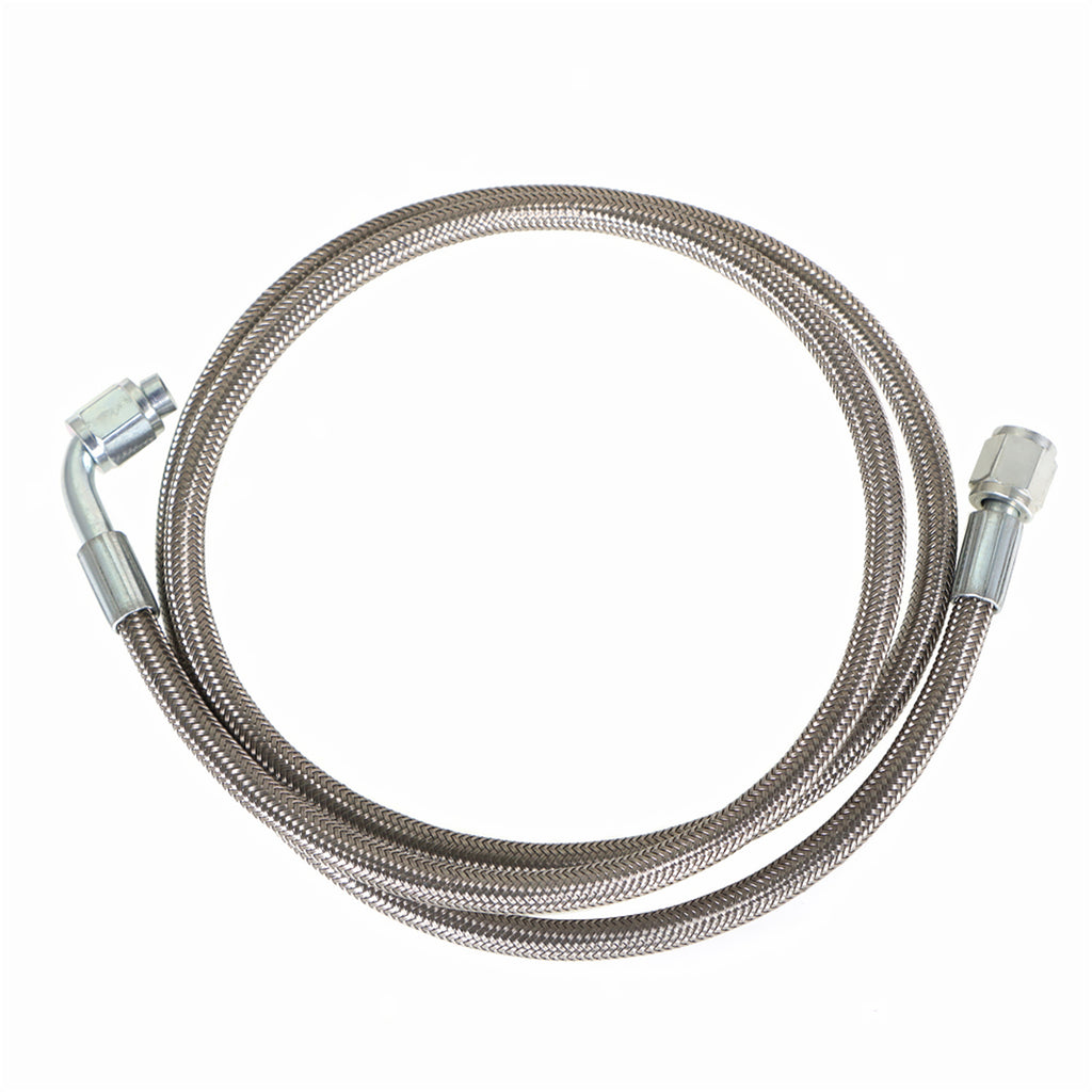 labwork Turbo Oil Feed Line 48 Length Hose Steel Braided -4-4AN 90 Degree x Straight PTFE Line