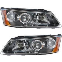 Load image into Gallery viewer, for 2006-2008 Hyundai Sonata Headlamps LH&amp;RH Clear Lens Black Housing Headlights Lab Work Auto