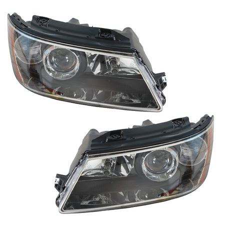 for 2006-2008 Hyundai Sonata Headlamps LH&RH Clear Lens Black Housing Headlights Lab Work Auto