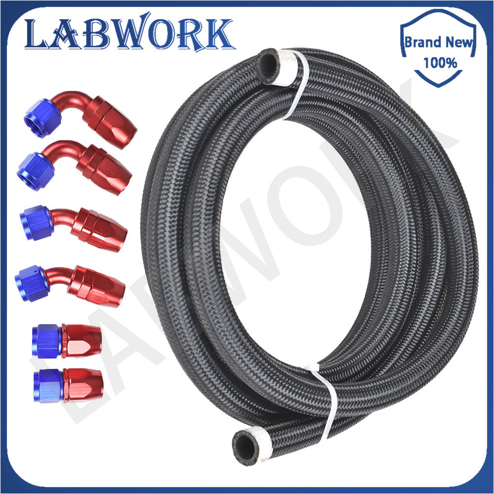 labwork 10FT Braided Fuel Hose Line & 8AN 6AN 4AN Swivel Hose End Fitting Kit Lab Work Auto