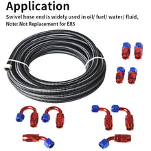 Load image into Gallery viewer, labwork 20 FT 10 AN Nylon Stainless Steel Braided Fuel Line Hose With 10 Pcs Swivel Fitting Hose End Kit, Blue &amp; Red Swivel Fittings Black Fuel Hose Lab Work Auto 