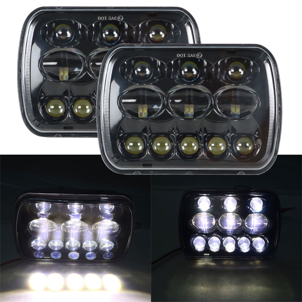 labwork 2PCS 5x7 7x6 inch LED Headlamps Black 8000LM 6000K Pure White Light For H5054 H6054 6052 6053 and Vechicles with 5x7 Inch (also known as 7x6) Headlamps Lab Work Auto