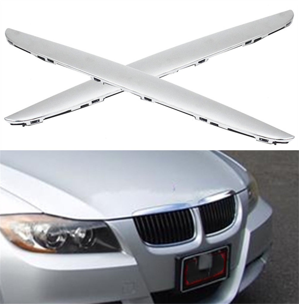 labwork 2Pack Front Hood Chrome Cover Trim Above Grille fit for BMW E90 E91 3-Series 06-08 Lab Work Auto