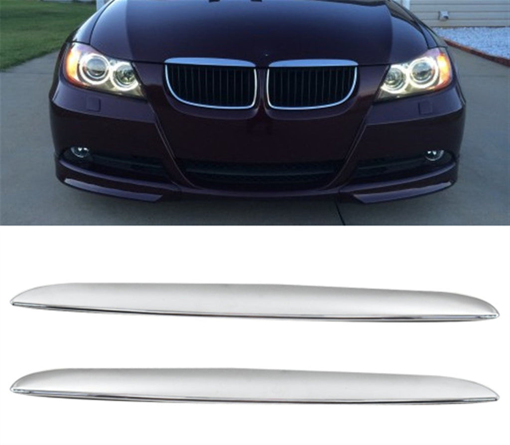 labwork 2Pack Front Hood Chrome Cover Trim Above Grille fit for BMW E90 E91 3-Series 06-08 Lab Work Auto