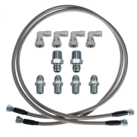 labwork 3/8 52 Inch 6AN Stainless Steel Braided Transmission Oil Cooler Hoses Set with Adaptors Replacement for Turbo 350 Turbo 400 Turbo 200-200R4 700R4 12PCS Lab Work Auto