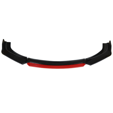 labwork 4 Pieces Universal Car Front Bumper Lip Spoiler Splitter Protector Body Kit Bright Black Red Tongue Lab Work Auto