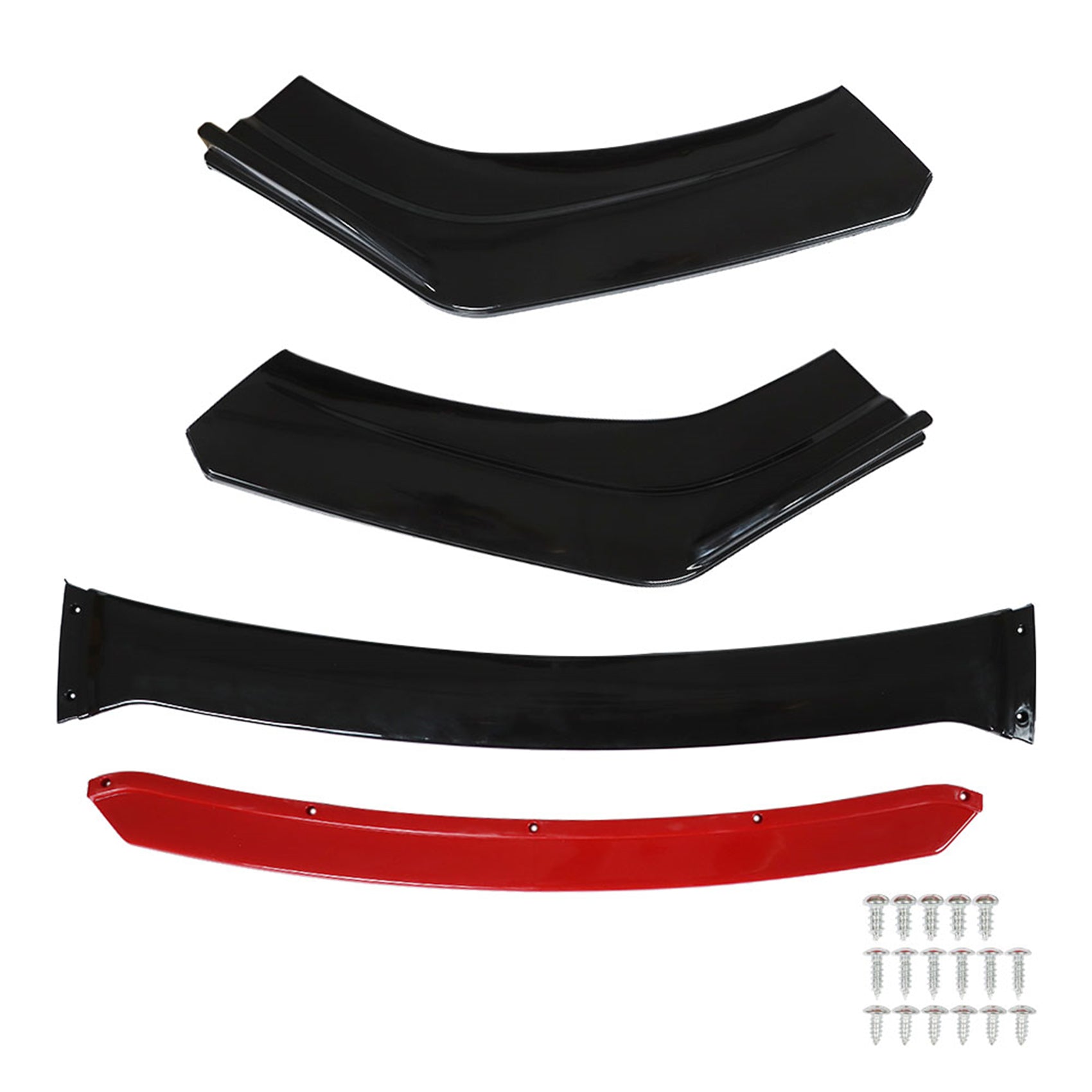 labwork 4 Pieces Universal Car Front Bumper Lip Spoiler Splitter Protector Body Kit Bright Black Red Tongue Lab Work Auto