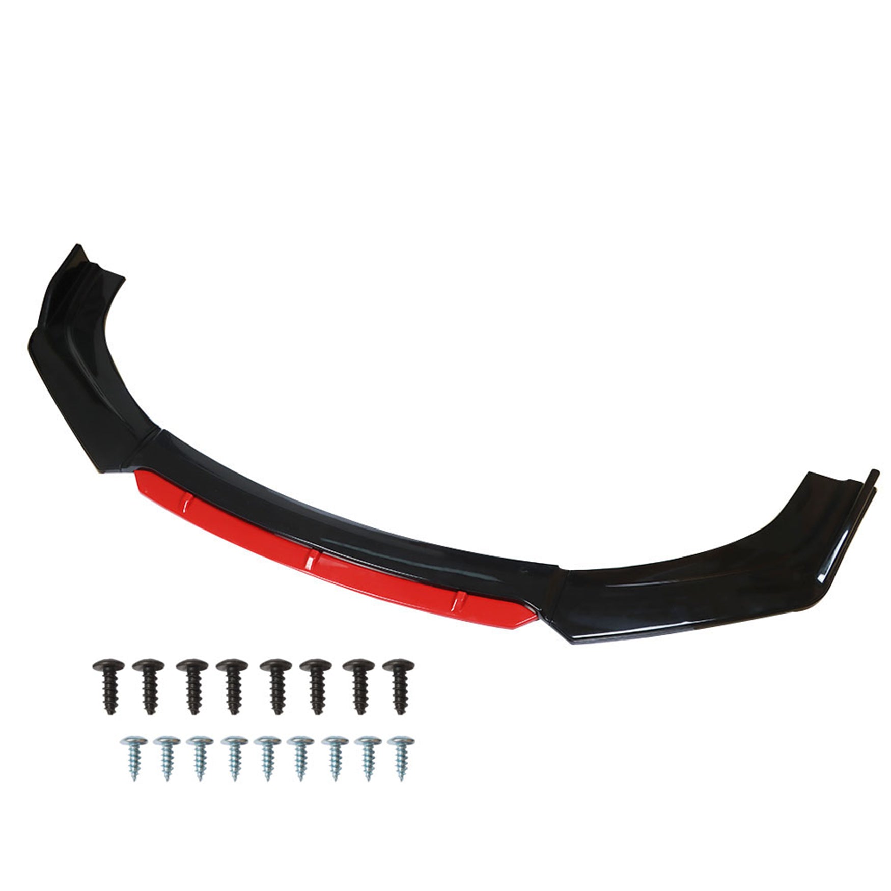 labwork 4 Pieces Universal Car Front Bumper Lip Spoiler Splitter Protector Body Kit Bright Black Red Tongue Lab Work Auto