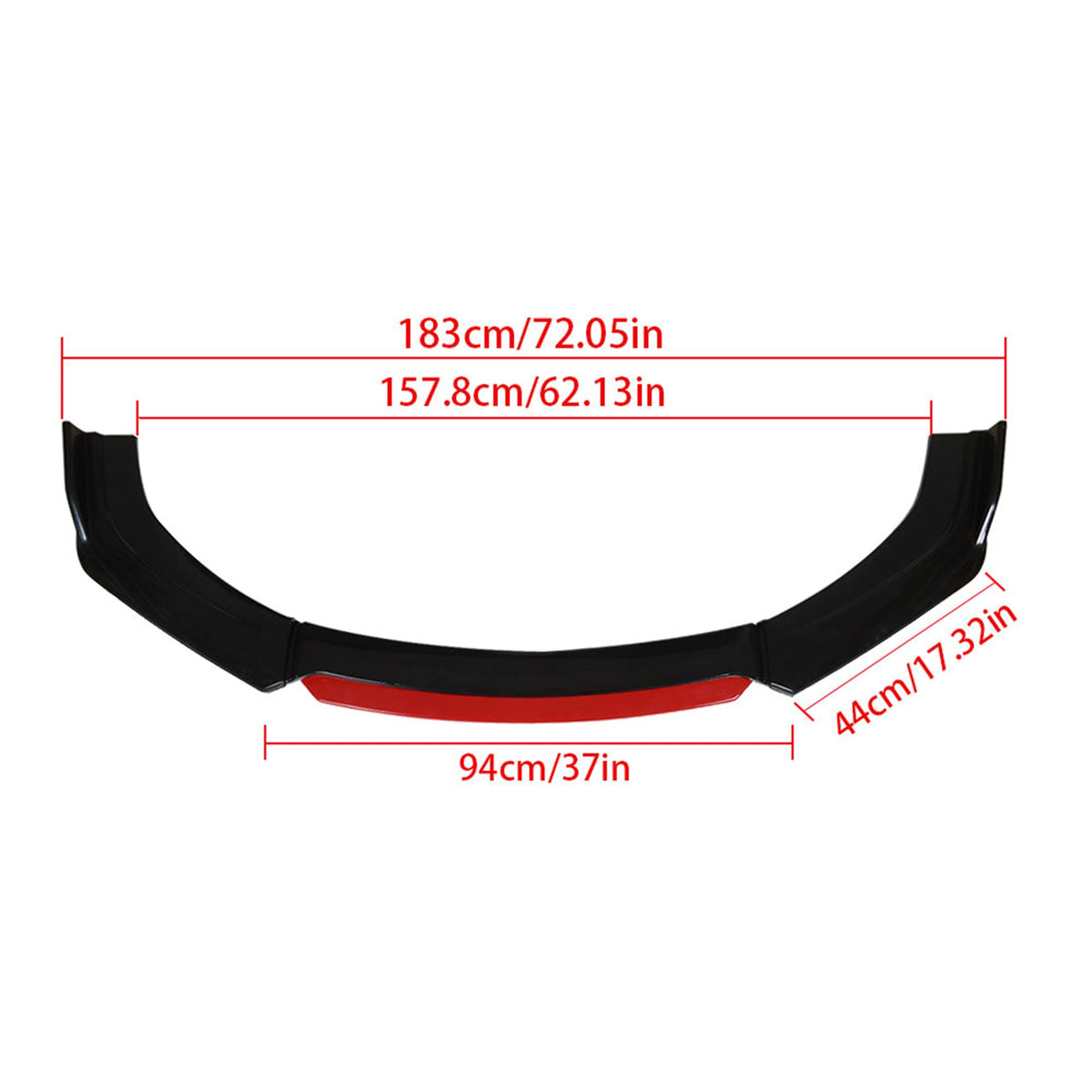 labwork 4 Pieces Universal Car Front Bumper Lip Spoiler Splitter Protector Body Kit Bright Black Red Tongue Lab Work Auto