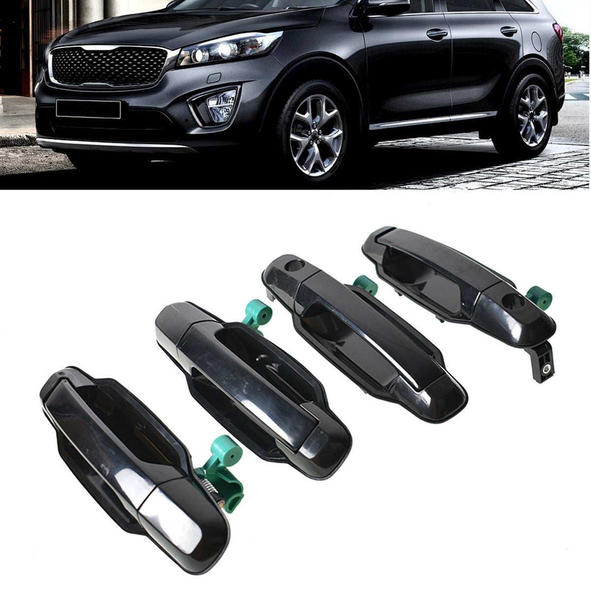 labwork 4Pcs Exterior Outside Outer Door Handle Front and Rear Left and Right Side Driver and Passenger Side Replacement for 2003-2009 Kia Sorento EX Lab Work Auto
