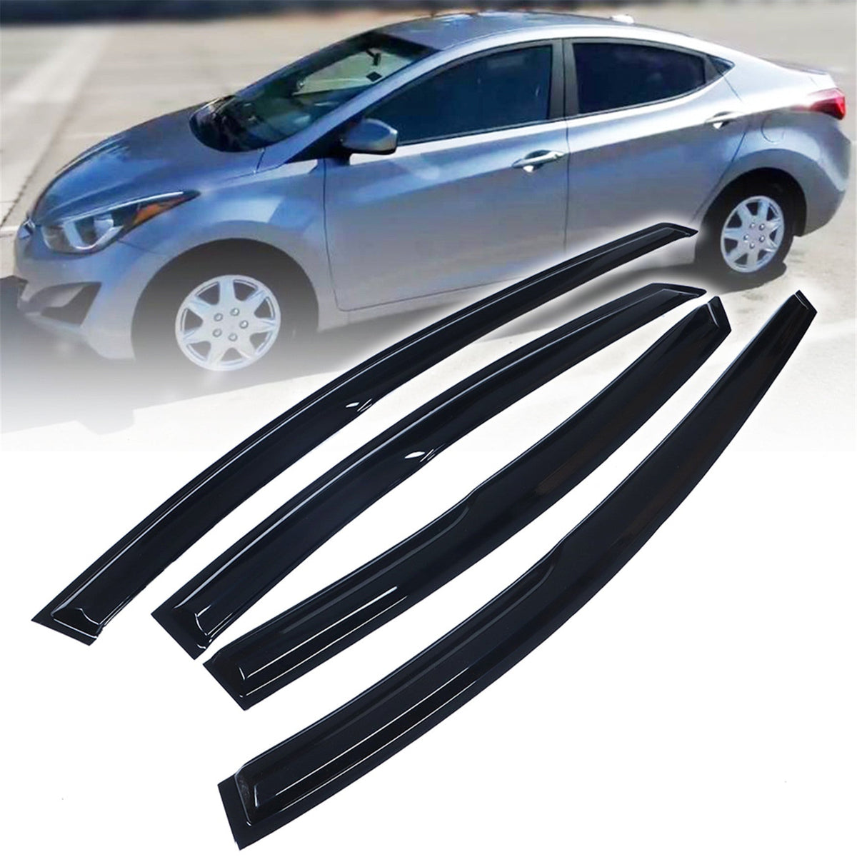labwork Black 4 Pieces Window Vent Visors Shade Sun Rain Wind Guards Replacement for 2011 2012 2013 2014 2015 2016 Hyundai Elantra 4 Door Sedan Lab Work Auto