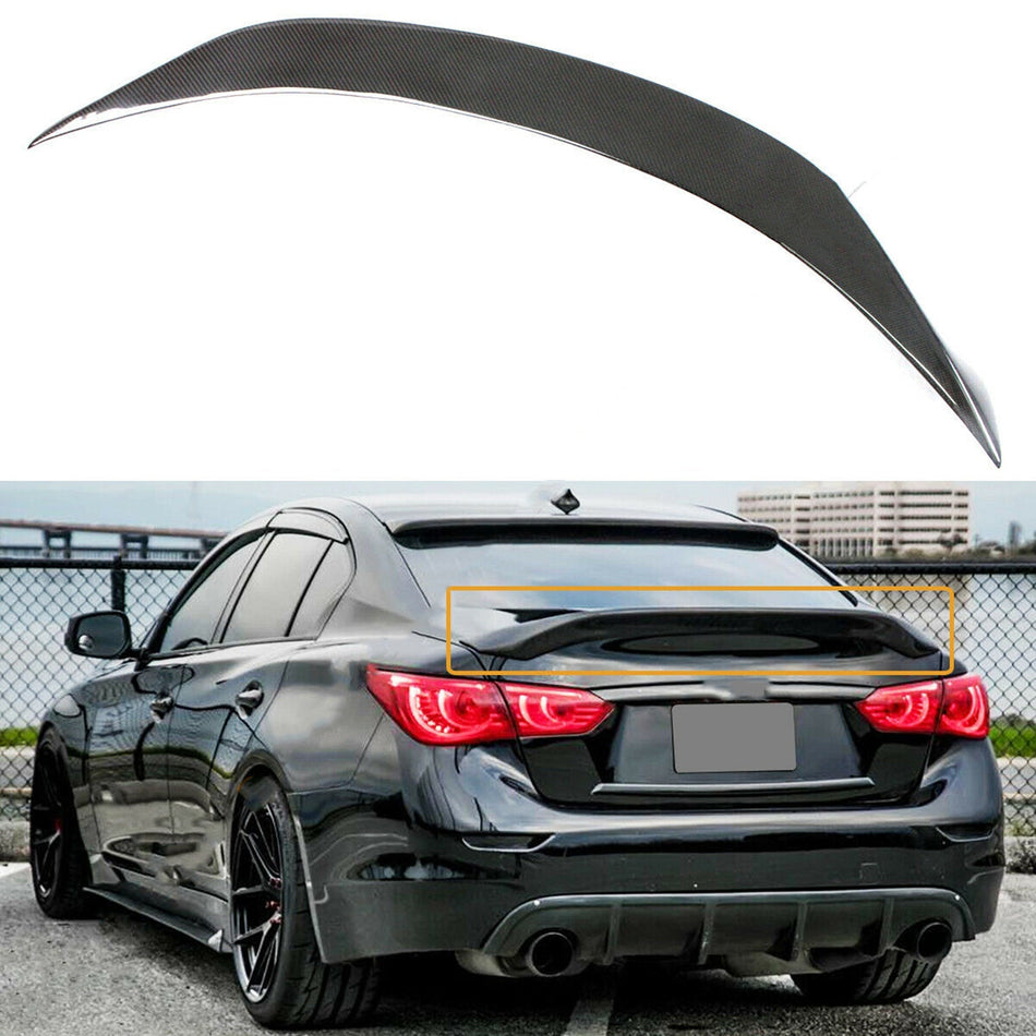 labwork Black Carbon Fiber Trunk Spoiler Lid Replacement for 2014-2020 Infiniti Q50 Black Trunk Lid Spoiler Wing Lab Work Auto