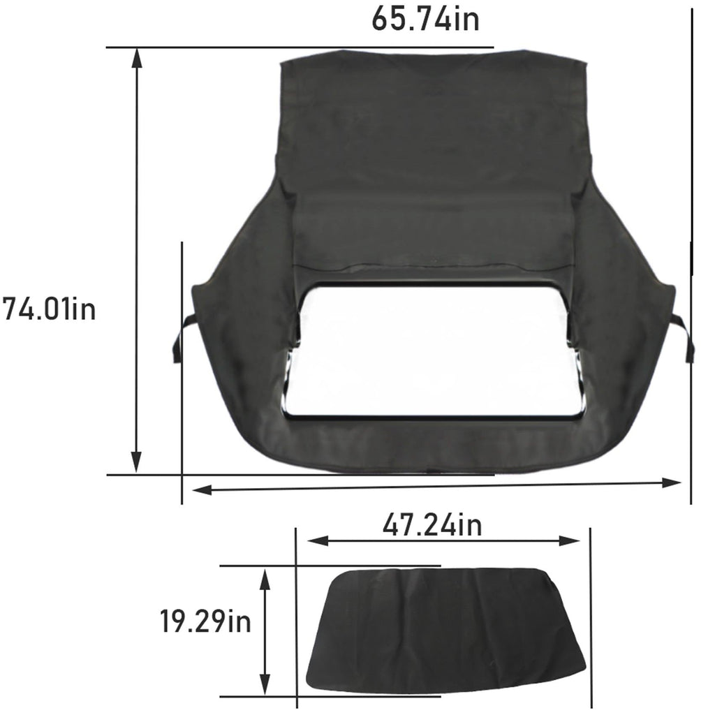 labwork Black Twill Soft Top with Plastic Window Replacement for BMW 3-series 1994-1999 E36 Convertible Lab Work Auto