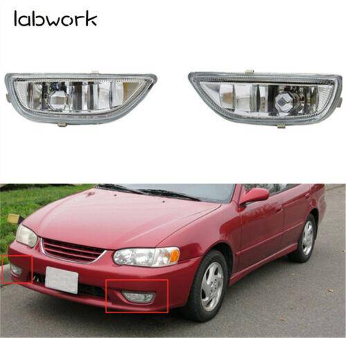 labwork Bumper Fog Light Driving Lamp w/Bulb For 2001 2002 Toyota Corolla Clear Lab Work Auto