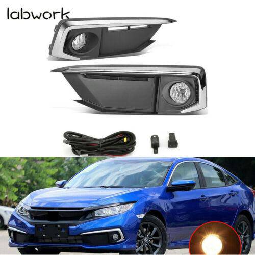 labwork Bumper Fog Light Lamp Cover Fit for 2019-2020 Honda Civic Coupe/Sedan Lab Work Auto