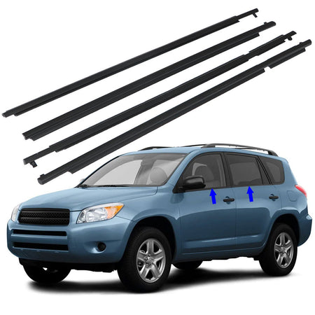 labwork Car Window Moulding Trim Seal Belt Weatherstrip Window Seal Replacement for Toyota RAV4 2006 2007 2008 Black 4 Pieces Lab Work Auto