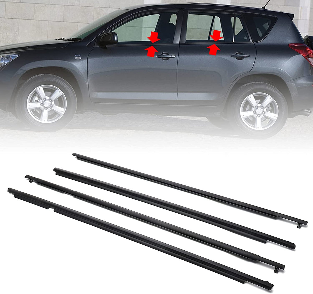 labwork Car Window Moulding Trim Seal Belt Weatherstrip Window Seal Replacement for Toyota RAV4 2006 2007 2008 Black 4 Pieces Lab Work Auto