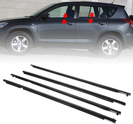 labwork Car Window Moulding Trim Seal Belt Weatherstrip Window Seal Replacement for Toyota RAV4 2006 2007 2008 Black 4 Pieces Lab Work Auto