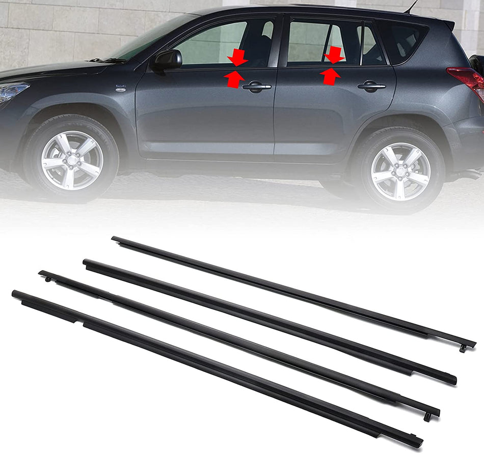 labwork Car Window Moulding Trim Seal Belt Weatherstrip Window Seal Replacement for Toyota RAV4 2006 2007 2008 Black 4 Pieces Lab Work Auto