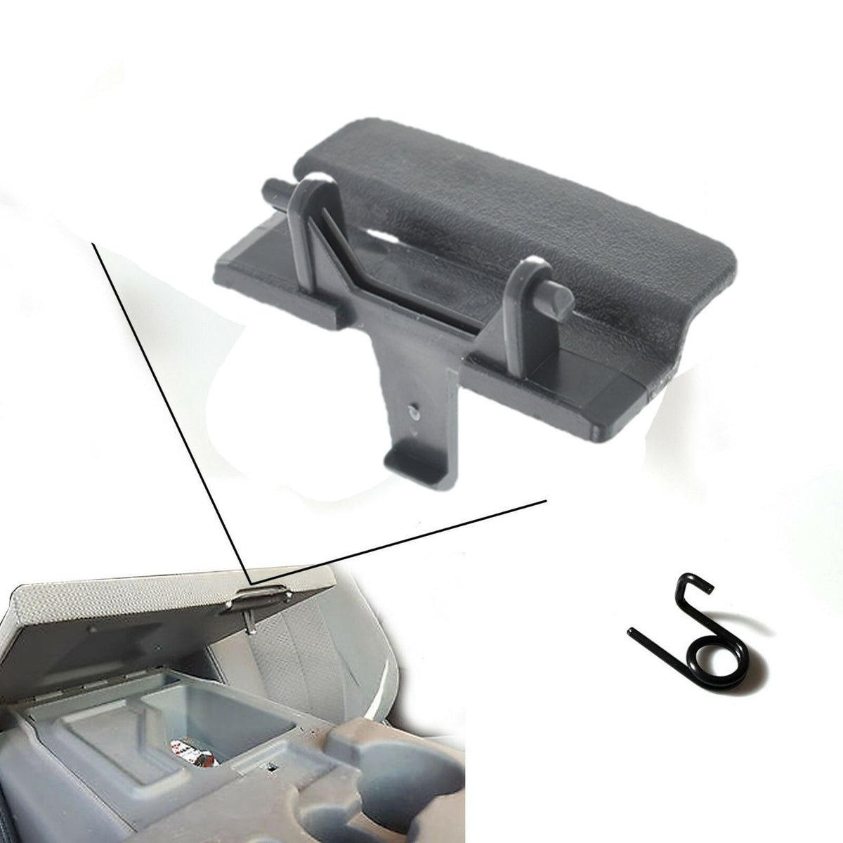 labwork Center Console Jump Seat Lid Latch with Spring Replacement for 2010-2018 Ford F-150 Dark Gray BL3418672A66 Lab Work Auto