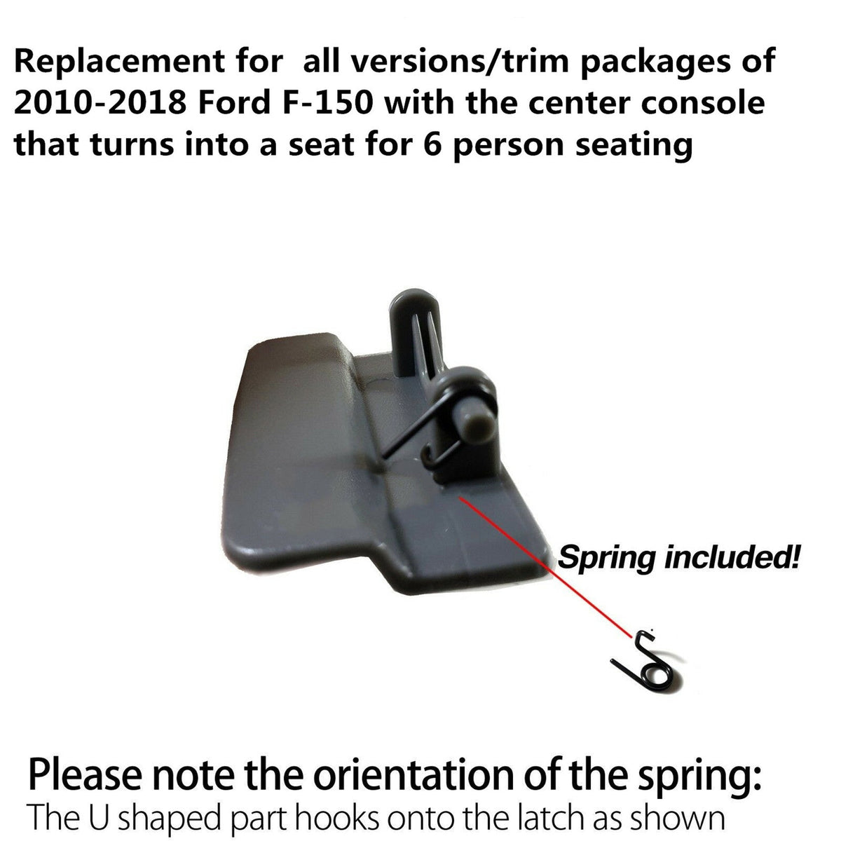 labwork Center Console Jump Seat Lid Latch with Spring Replacement for 2010-2018 Ford F-150 Dark Gray BL3418672A66 Lab Work Auto