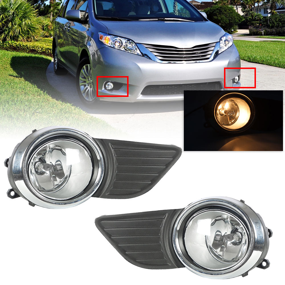 labwork Clear Bumper Fog Lights Driving Lamp Switch For 2011-2015 Toyota Sienna Lab Work Auto