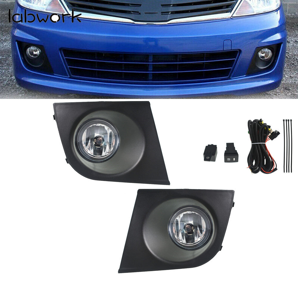 labwork Clear Lens Driving Fog Light Lamps W/bezel+switch for Nissan Versa 07-11 Lab Work Auto