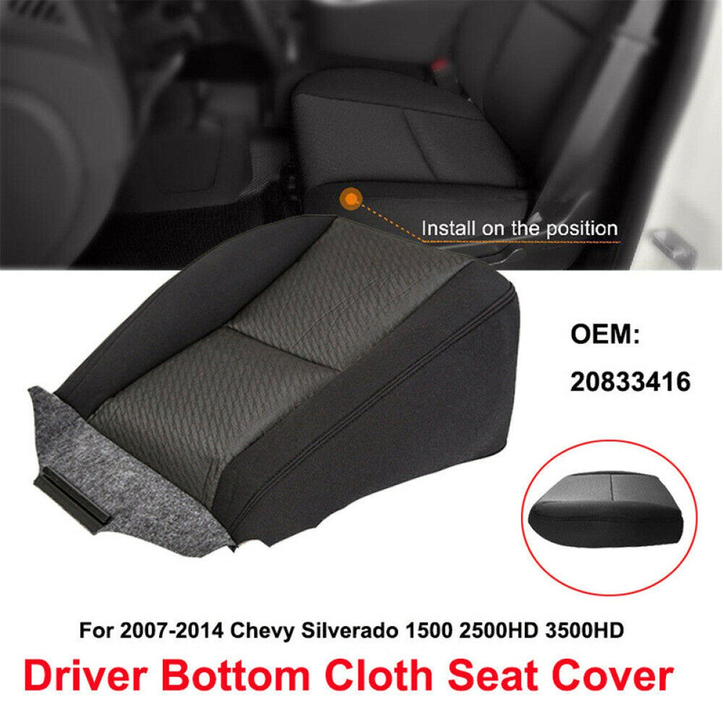 labwork Cloth Drivers Seat Bottom Cover For 10-14 Cadillac Escalade Black&Gray Lab Work Auto