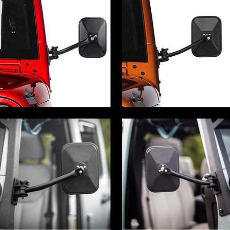 labwork Door Off Mirror Replacement for 1997-2018 Jeep Wrangler TJ JK 4x4 Off-road Morror Rectangular Mirrors Quick Release Side View Mirror Lab Work Auto