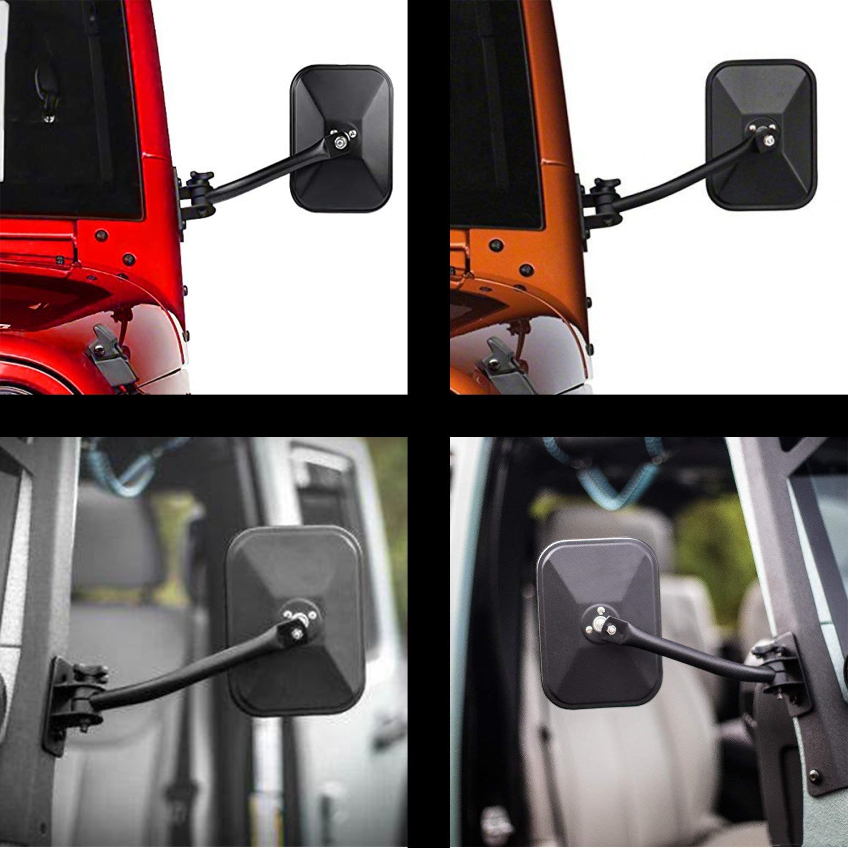 labwork Door Off Mirror Replacement for 1997-2018 Jeep Wrangler TJ JK 4x4 Off-road Morror Rectangular Mirrors Quick Release Side View Mirror Lab Work Auto