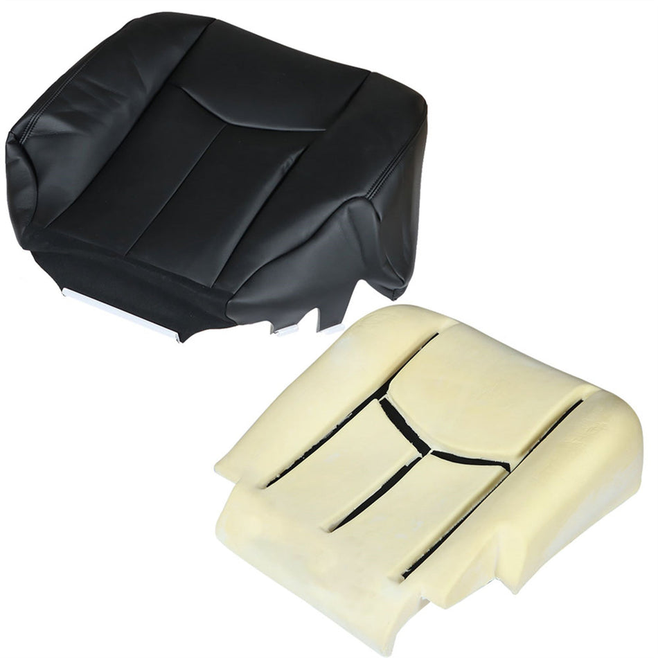 labwork Driver Bottom Seat Cover&Foam Cushion For 2003-06 Chevy Silverado Black Lab Work Auto