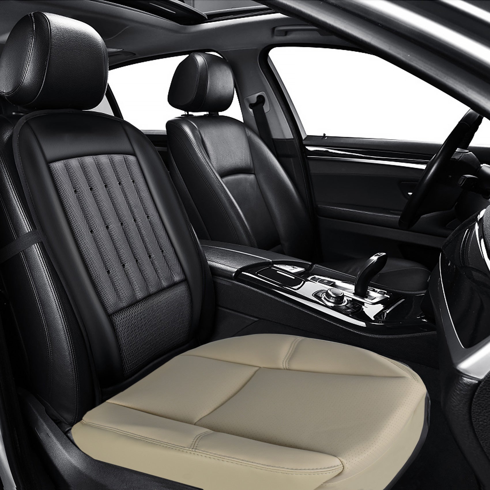 labwork Driver Bottom Seat Cover Tan For 2007-2008 Cadillac Escalade Leatherette Lab Work Auto