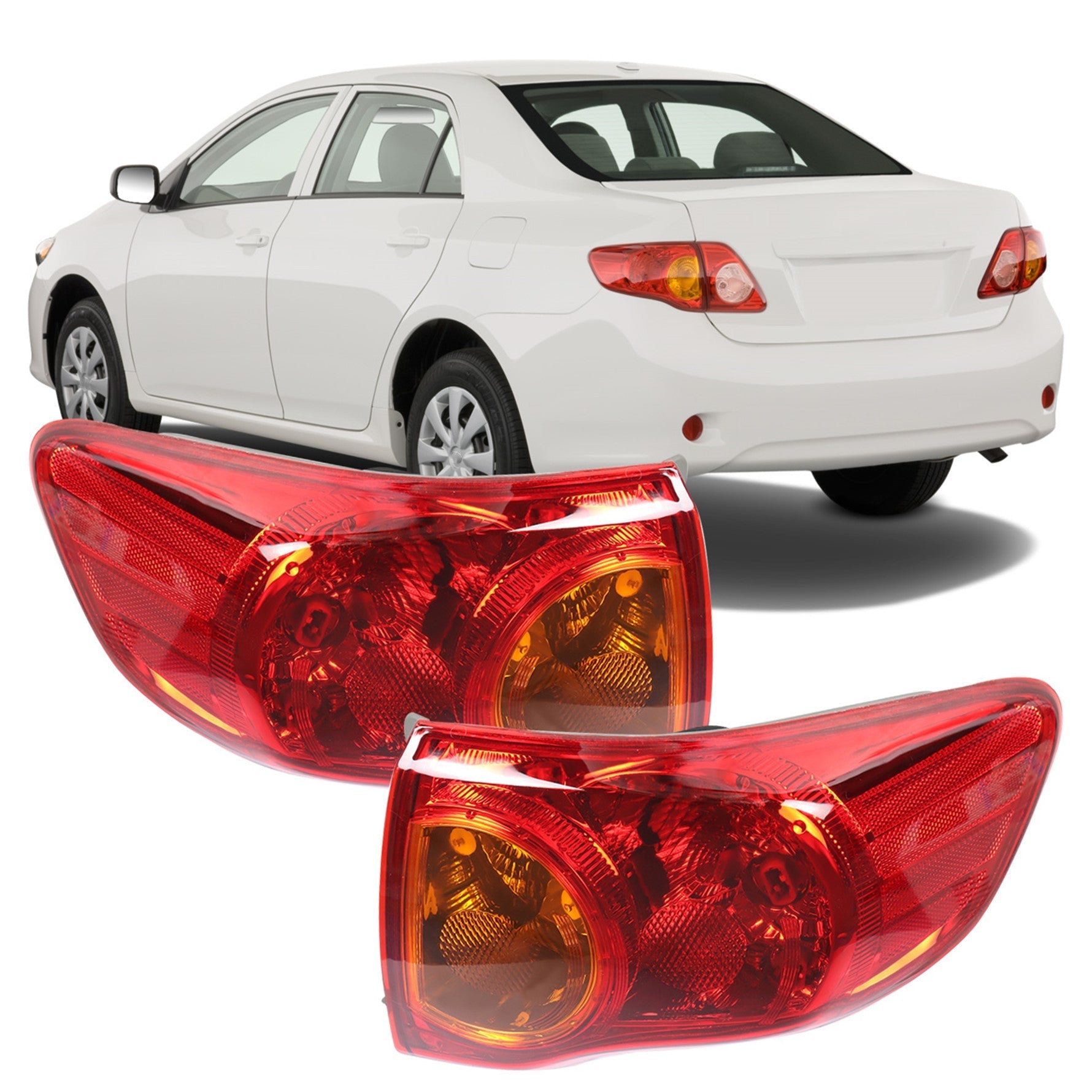 labwork Driver and Passenger Side Rear Tail light Tail Lamp Assembly Replacement for 2009 2010 Toyota Corolla 8155002460 8156002460 TO2800175 TO2801175 Lab Work Auto