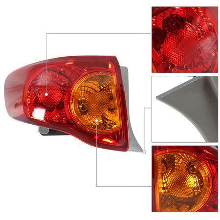 labwork Driver and Passenger Side Rear Tail light Tail Lamp Assembly Replacement for 2009 2010 Toyota Corolla 8155002460 8156002460 TO2800175 TO2801175 Lab Work Auto