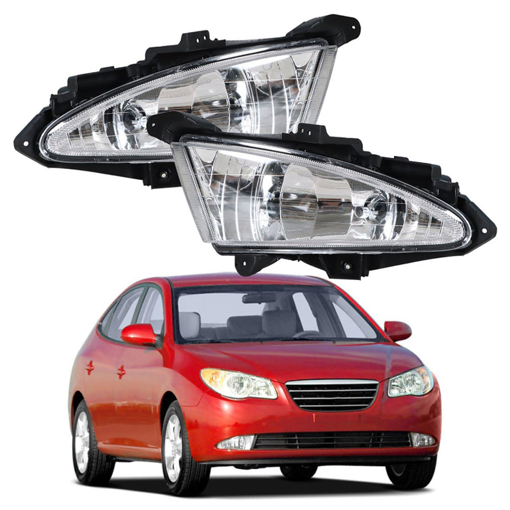 labwork Fog Lights Assembly Replacement for 07-10 Hyundai Elantra Clear Lens Bumper Fog Lamp Left+Right Side (Passenger & Driver Side) Lab Work Auto