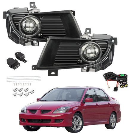 labwork Fog Lights Assembly Replacement for 2004 2005 Mitsubishi Lancer Clear Lens Bumper Fog Lamp Left+Right Side (Passenger & Driver Side) Lab Work Auto