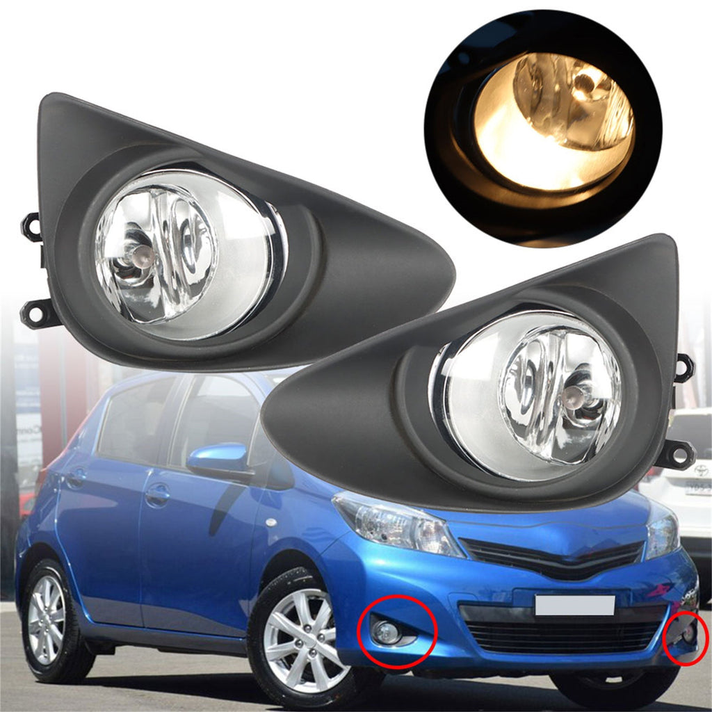 labwork Fog Lights Assembly Replacement for 2012-2014 Toyota Yaris Hatchback Clear Lens Bumper Fog Lamp Left+Right Side (Passenger & Driver Side) Lab Work Auto