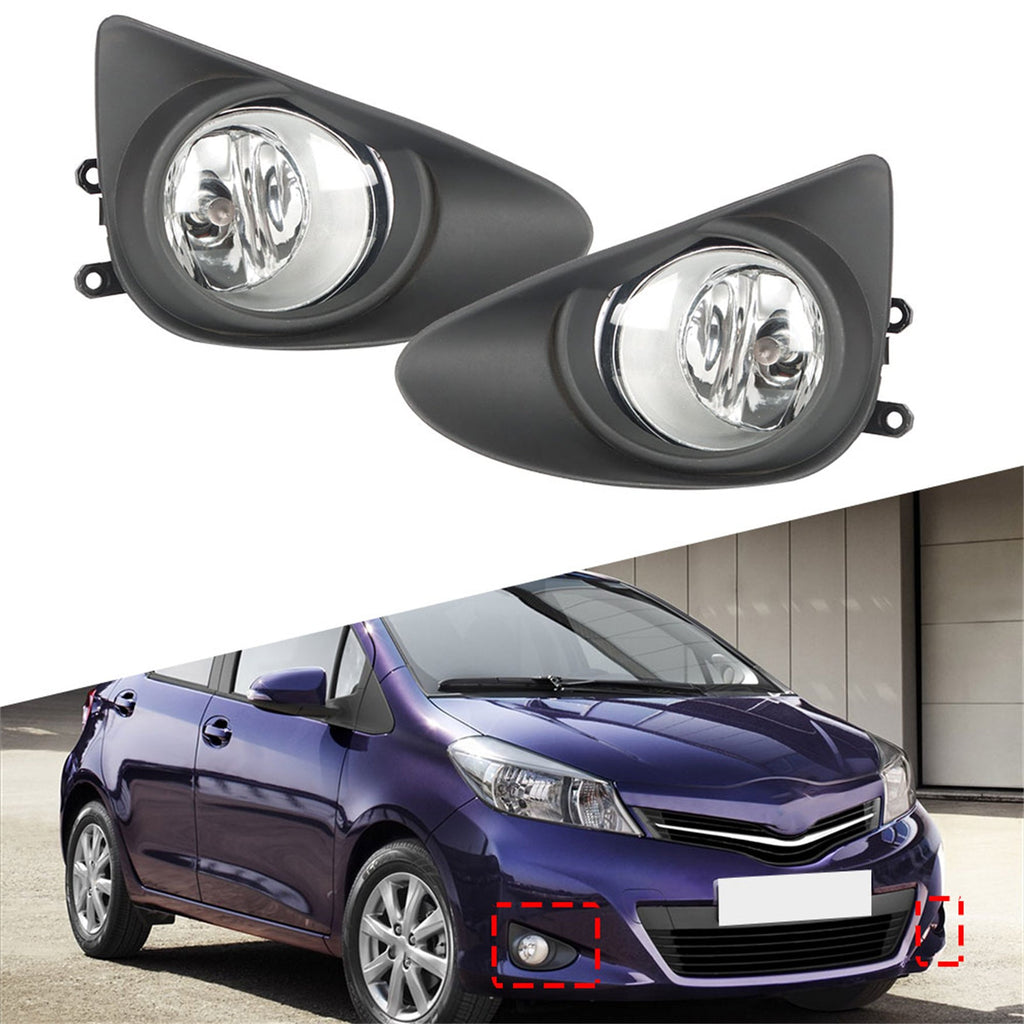 labwork Fog Lights Assembly Replacement for 2012-2014 Toyota Yaris Hatchback Clear Lens Bumper Fog Lamp Left+Right Side (Passenger & Driver Side) Lab Work Auto