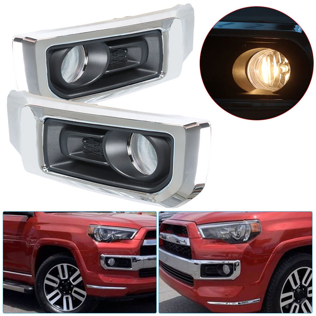 labwork Fog Lights Assembly Replacement for 2014-2021 Toyota 4Runner Limited Clear Lens Bumper Fog Lamp Left+Right Side (Passenger & Driver Side) Lab Work Auto