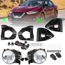 Load image into Gallery viewer, labwork Fog Lights Assembly Replacement for 2020-2021 Nissan Maxima Clear Lens Bumper Fog Lamp Left+Right Side (Bulbs+Bezel+Switch) Lab Work Auto