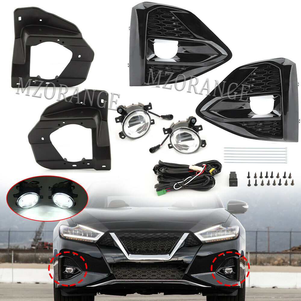 labwork Fog Lights Assembly Replacement for 2020-2021 Nissan Maxima Clear Lens Bumper Fog Lamp Left+Right Side (Bulbs+Bezel+Switch) Lab Work Auto