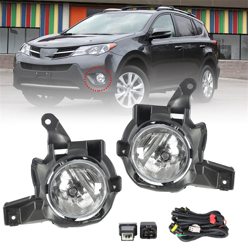 labwork Fog Lights Assembly TO2593130 TO2592130 Replacement for 2013 2014 2015 RAV4 Clear Lens Bumper Fog Lamp Left+Right Side (Bulbs+Bezel+Switch) Lab Work Auto