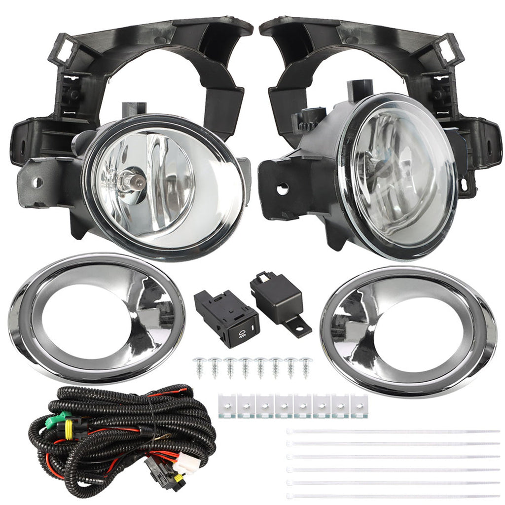 labwork Fog Lights for 2013-2016 Nissan Pathfinder Clear Lens Bumper Fog Lamp Left+Right Side(Bulbs+Bezel+Switch) Lab Work Auto