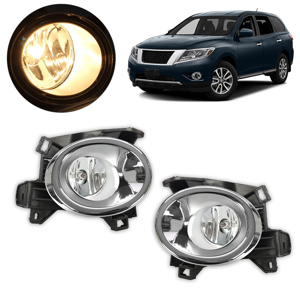 labwork Fog Lights for 2013-2016 Nissan Pathfinder Clear Lens Bumper Fog Lamp Left+Right Side(Bulbs+Bezel+Switch) Lab Work Auto