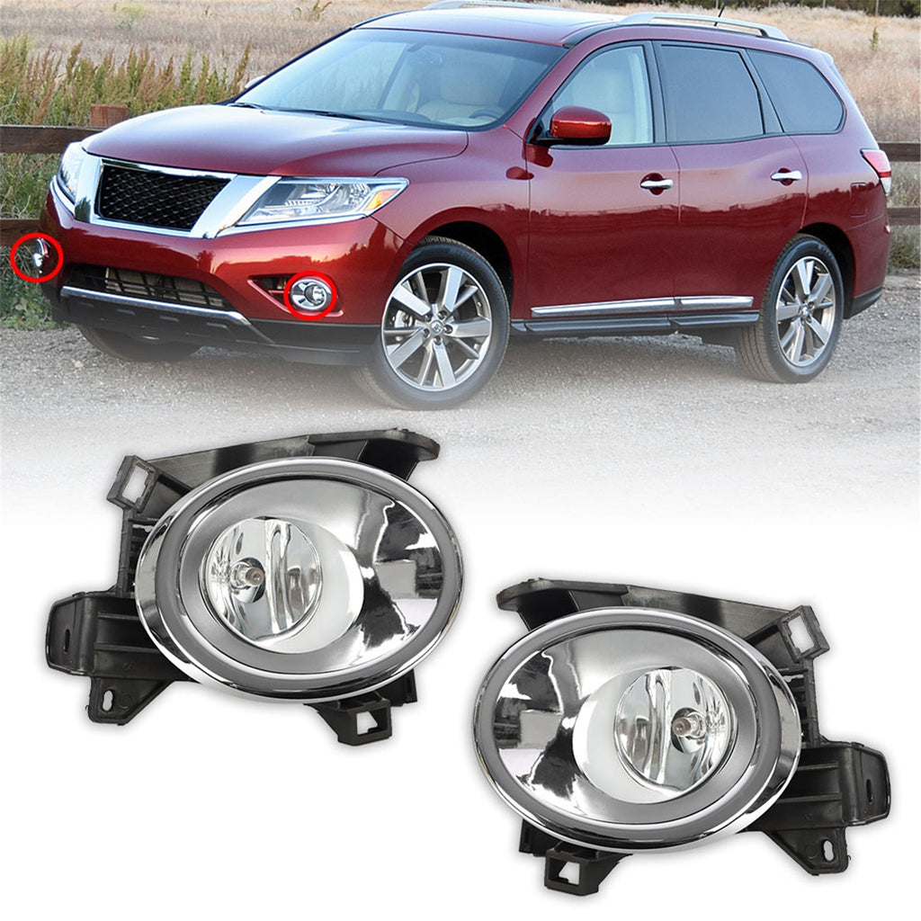 labwork Fog Lights for 2013-2016 Nissan Pathfinder Clear Lens Bumper Fog Lamp Left+Right Side(Bulbs+Bezel+Switch) Lab Work Auto