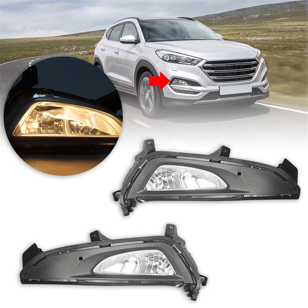 labwork Foglight Assembly Replacement for 2016 2017 2018 Hyundai Tucson Clear Lens Bumper Fog Lamp Left+Right Side (Passenger & Driver Side) Lab Work Auto