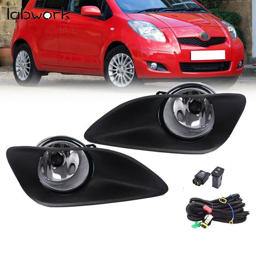 labwork For 06-11 Yaris 4-Dr Sedan Clear Lens Front Bumper Fog Light/Lamp+Switch Lab Work Auto