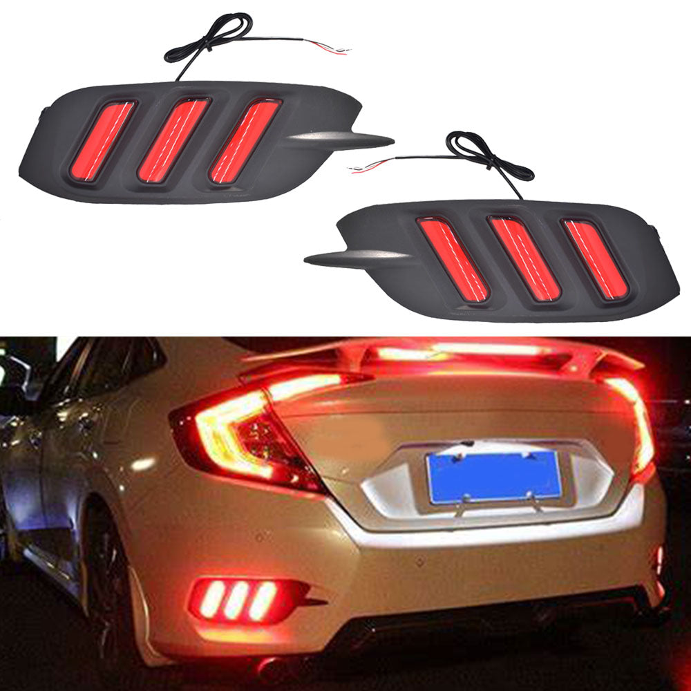 labwork For Honda Civic Sedan 2016-2019 LED Reflector Rear Bumper Brake Lamp Lab Work Auto