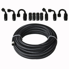 Load image into Gallery viewer, labwork Fuel Line Hose Kit, 6AN 20FT Nylon Stainless Steel Braided Fuel Line Oil/Gas/Fuel Hose End Fitting Hose with 10PCS Swivel Fuel Hose Fitting Adapter Kit-Black Lab Work Auto 