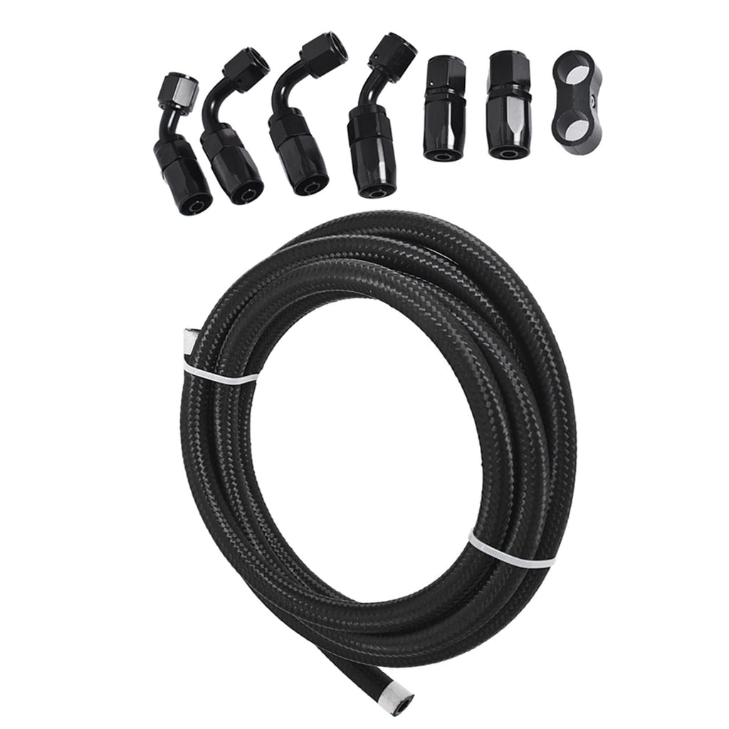 Car Auto Nylon Braided 10ft 3/8 Fuel Line Kit with AN6 Swivel End Fitting  for CPE Oil Gas Hose 